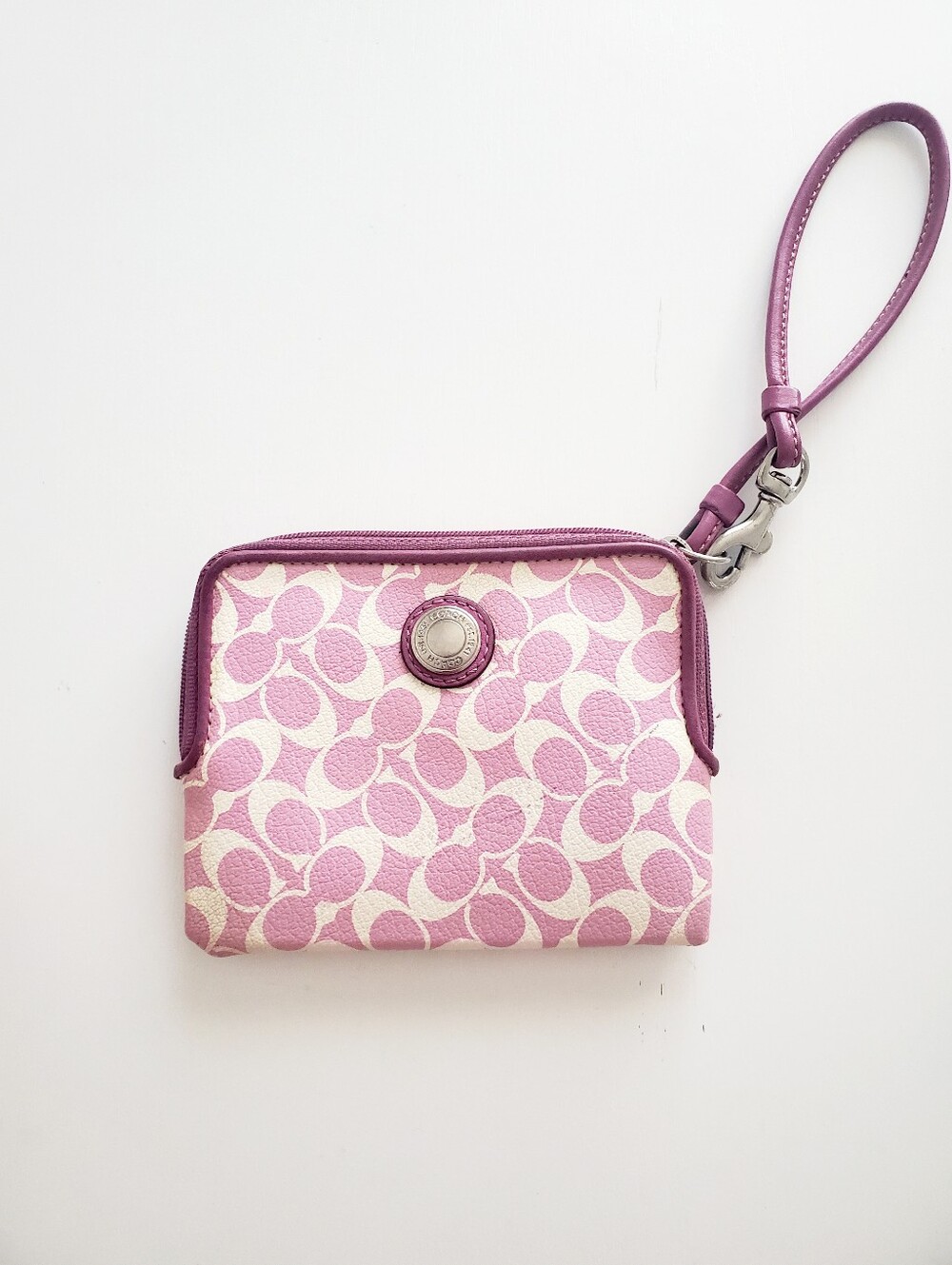 Coach Pink Signature Wristlet Clutch